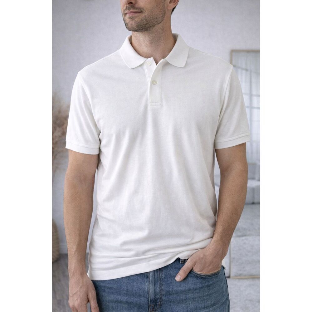 NWT Club Room White Polo Shirt Mens Medium Stretch Short Sleeve Classic Fit